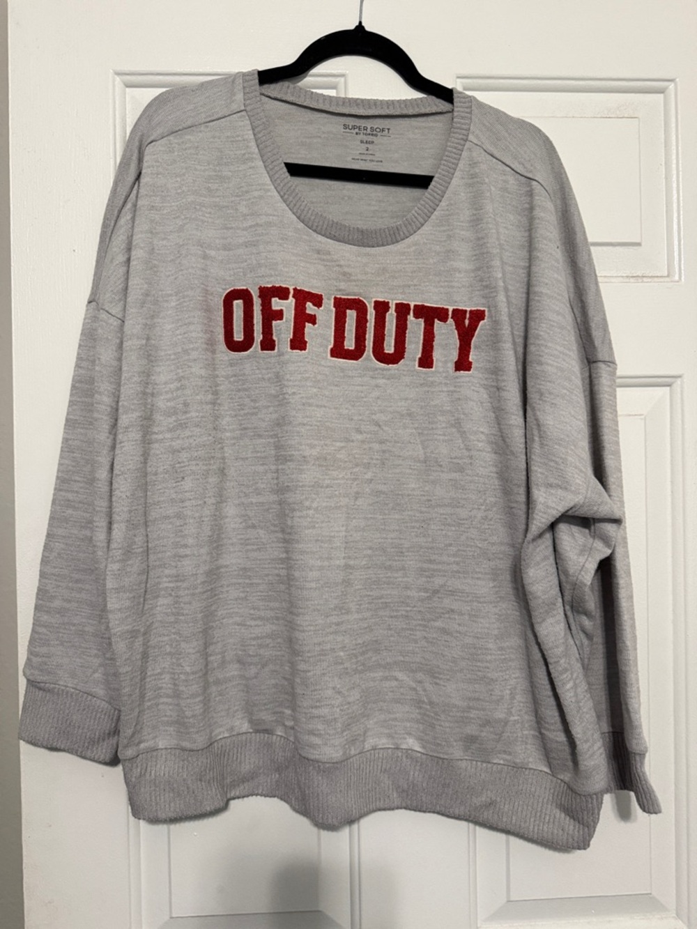 torrid Gray Crewneck Sweater with Red OFF DUTY Graphic